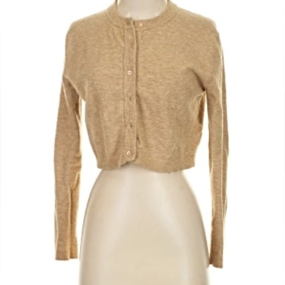 Wilfred Tan Cropped Button-Front Cardigan